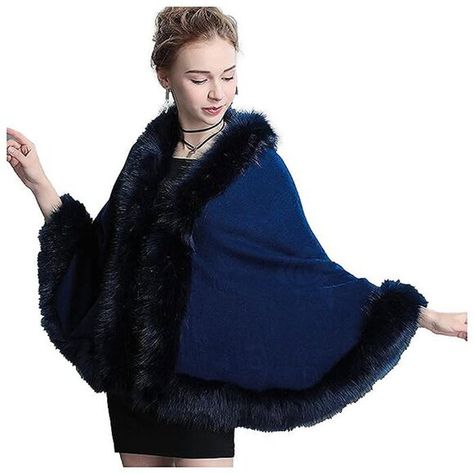 Women's Pashmina Shawl Cloak Cape Shawls Wraps Black Blue Knit Cloak, Faux Fur Bridal Wrap, Faux Fur Stole, Wedding Fur, Elegant Shawl, Dress With Shawl, Knitted Cape, Fur Shawl, Knitting Women Cardigan