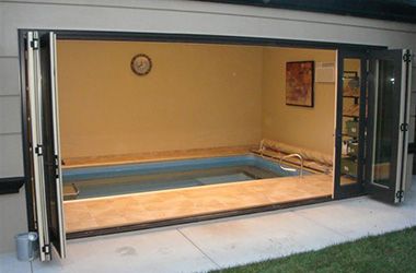 indoor garage pool house  | 866.558.7946 8am-8pm EST Mon-Fri Architecture Extension, Shipping Container Swimming Pool, Small Indoor Pool, Indoor Pool House, Indoor Swimming Pool Design, Indoor Hot Tub, Indoor Pool Design, Endless Pool, Plunge Pools