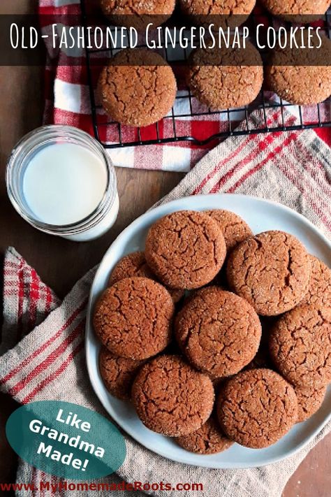 These Old-Fashioned Ginger Snap Cookies may look plain but they are full of old-time ginger flavor! Serve them for the holidays or have them any time of year with a hot cup of tea or a cold glass of milk. Churro Pretzels, Ginger Snap Cookies Recipe, Ginger Cookie Recipes, Gingersnap Cookies, Cookie Maker, Molasses Cookies, Ginger Snap Cookies, Ginger Snap, Cookie Flavors