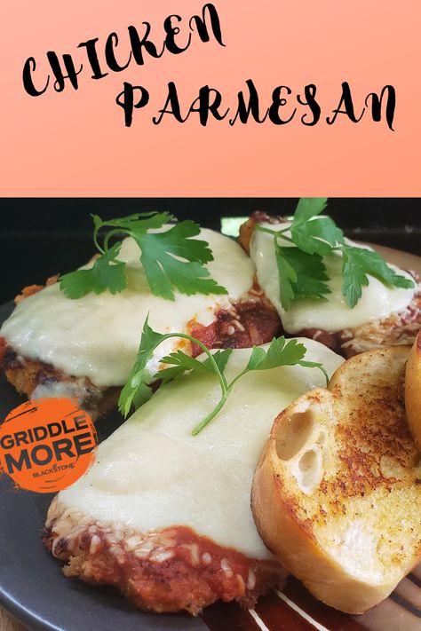 Chicken Parmesan On Blackstone, Blackstone Chicken Parmesan, Griddle Meals, Camp Foods, Blackstone Meals, Blackstone Ideas, Griddle Cooking Recipes, Chicken Parmesan Sandwich, Grill Ideas