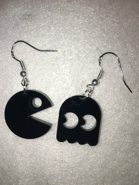 Laser Acrylic Earrings, Lasercut Earings, Laser Cut Acrylic Earrings, Laser Acrylic Projects, Pacman Earrings, Acrylic Laser Projects, Lasercut Jewellery, Acrylic Earrings Laser Cut, Laser Acrylic