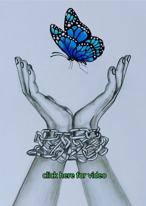 Hands In Chains Drawing, Hands Drawing Step By Step, Butterfly In Hands, Drawing Step By Step Easy, How To Draw Butterfly, Draw Butterfly, Drawing Butterfly, Hands Drawing, Drawing Step By Step