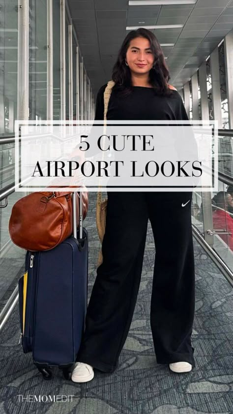 Smart But Still Cute: 5 Travel-Ready Airport Outfits - The Mom Edit Airplane Outfit, Stylish Travel Outfit, Cute Airport Outfit, Chic Travel Outfit, Comfortable Travel Outfit, Comfy Airport Outfit, Airport Outfit Ideas, Airport Outfit Summer, Flight Outfit