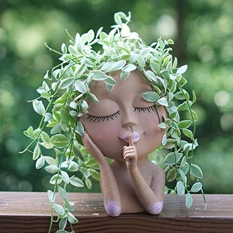 Face Plant Pot, Face Flower, Brown Vase, Planter Gift, Face Planters, Head Planters, Unique Planter, Small Potted Plants, Beautiful Flowers Garden