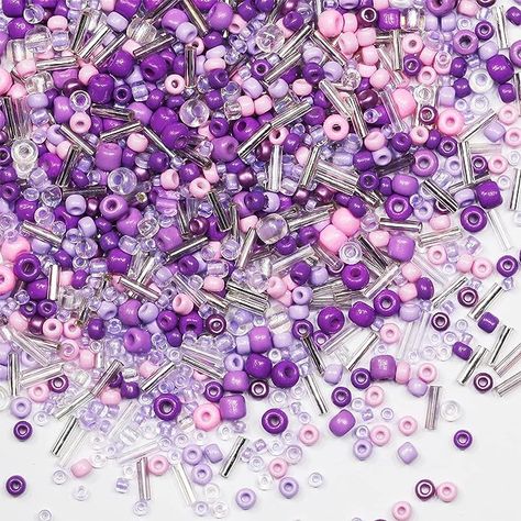 Amazon.com: 100g Mix Glass Seed Beads Tube Beads Bugle Beads,3800+pcs Glass Bulk Spacer Beads Multi Size 2-6mm Glass Beads Kit for Jewelry Making DIY Craft Bracelets Necklace Earring Making (Purple Mixed) : Arts, Crafts & Sewing Craft Bracelets, Beads Kit, Art Fabric, Earring Making, Bugle Beads, Bead Kits, Glass Seed Beads, Tube Beads, Crafts Sewing