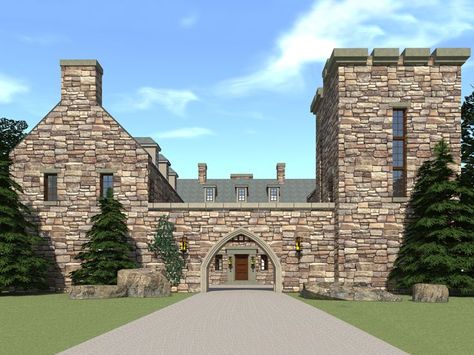 Castle House Plan, 052H-0025 Highlands Castle, Castle House Plans, Castle Plans, Luxury Plan, Small Castles, Castle Home, European Style Homes, Tower House, Scottish Castles