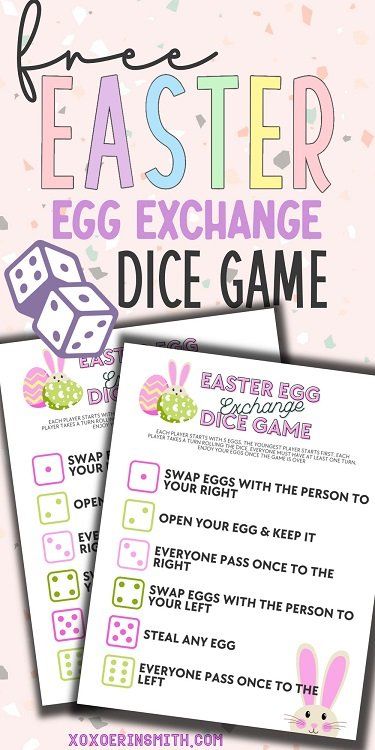 Candy Dice Game Free Printable, Easter Games For Families, Easter Dice Game, Fun Kids Games, Candy Dice Game, Fun Easter Games, Free Easter Coloring Pages, Printable Easter Activities, Kids Easter Party