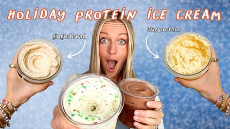 Ninja Creami Protein Ice Cream Holiday Recipes Creami Protein Ice Cream, Protein Gingerbread, Nicole The Nomad, Cake Batter Protein, Sugar Free Vanilla Pudding, Protein Ice Cream Recipes, Creami Recipes, Ice Cream Set, Protein Ice Cream