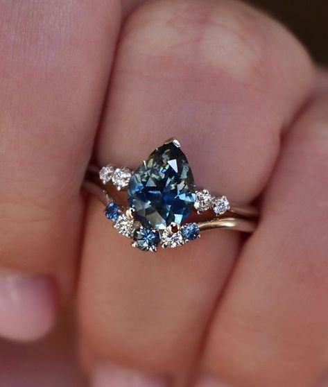 Engagement Ring Blue Stone, Sapphire Wedding Ring Set, Montana Sapphire Engagement, Montana Sapphire Engagement Ring, Montana Sapphire Ring, Green Sapphire Engagement, Green Sapphire Engagement Ring, Sapphire Engagement Ring Set, Green Sapphire Ring