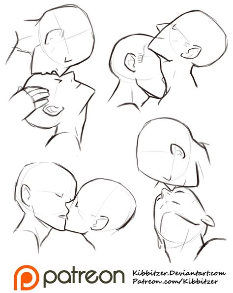 kibbi: “ Kisses reference sheet by *kibbitzer Yo guys! I changed the +5$ patreon rewards! I used to draw a “thank you sketch” for every single +5$ patron but now it’s a little difficult ‘cause they are increasing in number..SO I will allow them to... Ako Kresliť, Kissing Drawing, 캐릭터 드로잉, Poses References, Figure Drawing Reference, Drawing Tutorials, Art Tutorial, Art Tutorials Drawing, Facial Expressions