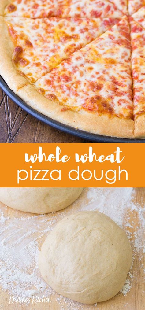 The Best Whole Wheat Pizza Crust! This pizza dough recipe is easy to make, using just a few ingredients. With tips for how to make the best homemade pizza with a crispy and chewy crust! Homemade Whole Wheat Pizza Dough, Pizza Dough Recipe Whole Wheat, Easy Whole Wheat Pizza Dough, Pizza Doigh, Noom Foods, Whole Wheat Pizza Crust Recipe, Quick Easy Pizza Dough, Whole Wheat Pizza Dough Recipe, Healthy Pizza Dough