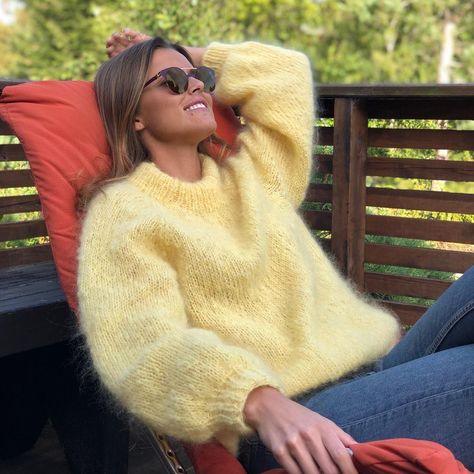 Yellow Sweater Outfit, Yellow Jumper, Yellow Knit Sweater, Knit Sweater Outfit, Jumper Outfit, Best Swimwear, Fluffy Sweater, Angora Sweater, Stavanger