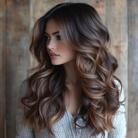 16 Alluring Long Brown Hairstyles and Haircuts - Hair Guru Long Brown Hair Styles, Long Brown Hairstyles, Brown Layered Hair, Brown Hair Styles, Brown Hairstyles, Girly Hairstyles, Copper Balayage, Chestnut Hair, Curly Braids