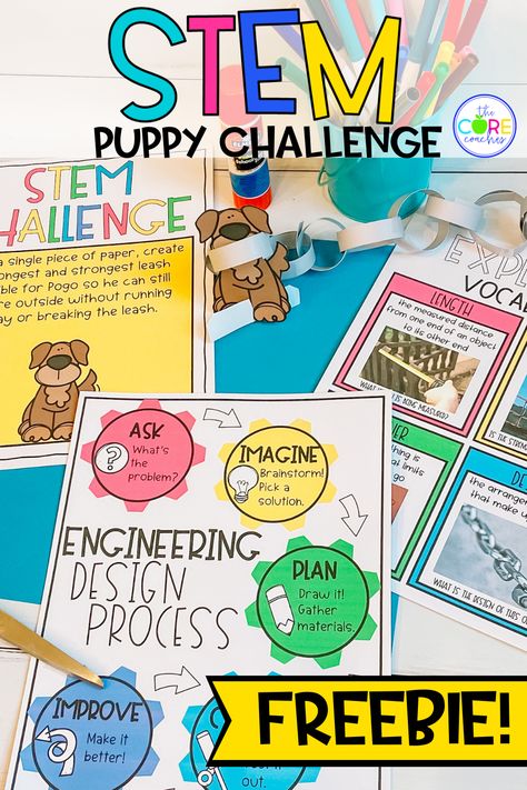 Take advantage of our free Puppy STEM Challenge! This exciting educational challenge is perfect for elementary classes, and offers students a fun way to learn the basics of STEM. With no purchase necessary, students can explore the engineering process. Don’t miss out on this fantastic opportunity to introduce your students to the world of STEM - get the Free Puppy STEM Challenge now! Elementary Stem, Teaching Critical Thinking, Elementary Stem Activities, Steam Challenges, Stem Curriculum, Science Stations, Free Puppies, Stem Elementary, Engineering Challenge