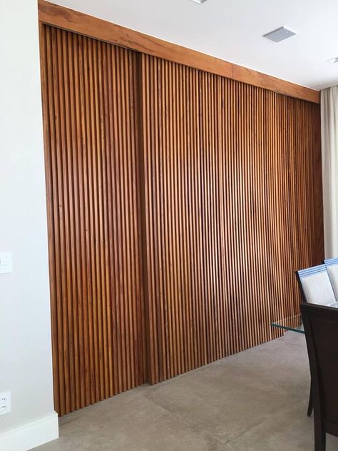 Slat Sliding Closet Doors, Slat Wood Door, Wood Slat Closet Door, Gömda Rum, Sliding Wall, Closet Design Layout, Bedroom Closet Design, Sliding Closet Doors, Sliding Doors Interior