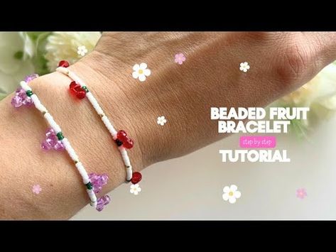 beaded fruit bracelet tutorial, how to make cherry bracelet, diy beaded bracelets for beginners - YouTube Bracelets For Beginners, Cherry Bracelet, Beaded Fruit, Fruit Bracelet, Diy Beaded Bracelets, Bracelet Diy, Bead Bracelets, Bracelet Tutorial, Diy Beads