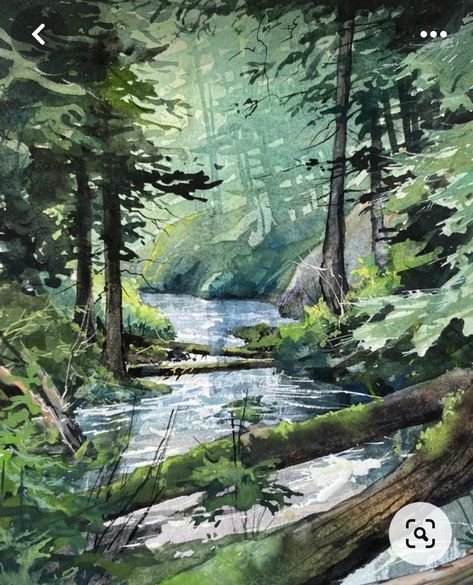 Nursery Painting, Watercolor Scenery, Tree Watercolor Painting, Landscape Art Painting, Watercolor Landscape Paintings, Watercolor Art Lessons, Watercolor Trees, Painting Landscape, Watercolor Sketch