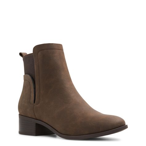 Grab attention with these alluring women s Call It Spring Cassi dark brown Chelsea boots. Crafted with a mix of polyurethane and polyester upper, these 100% Peta-Approved Vegan casual ankle boots have a round toe and an easy pull-on design. The pull tab at rear and elastic gore panel provides easy wear and a stretchy fit. Polyester/polyurethane lining and waterborne polyurethane footbed offer comfort and support. The B. E. D Foam insole made of 30% post-consumer waste offers sustainable cushione Dark Brown Chelsea Boots, Dress Boots Women, Call It Spring Shoes, Brown Chelsea Boots, Casual Ankle Boots, Spring Women, Chelsea Boot, Spring Shoes, Pull Tab