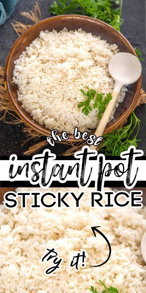 Make this quick and easy instant pot sticky rice in under 30 minutes with just 2 ingredients. Once you will make the sticky rice in instant pot, you will never go back to the traditional bamboo steamer method (vegan, gluten-free) Pressure Cooker Sticky Rice, Instapot Sticky Rice, Sweet Sticky Rice Instant Pot, Instant Pot Sticky Rice, Sticky Rice In Instant Pot, Sticky Rice Instant Pot, Japanese Sticky Rice, Rice In Instant Pot, Chinese Sticky Rice