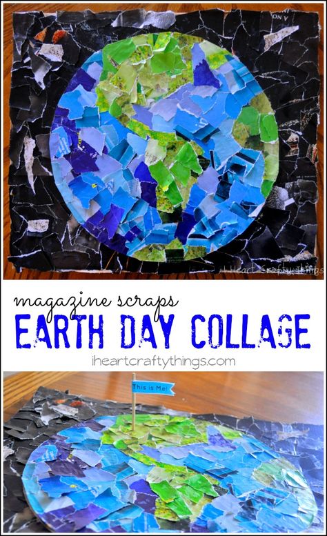 Earth Day Collage Kids Craft for Earth Day from iheartcraftythings.com Earth Day Collage, Earth Week, Earth Day Projects, Earth Day Crafts, Earth Day Activities, Spring Activities, Preschool Art, Art Classroom, Elementary Art