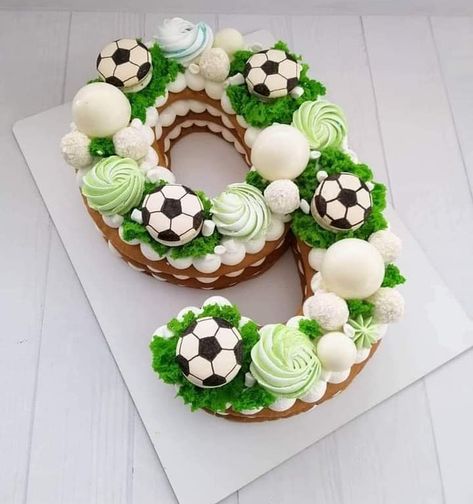 Easy Birthday Cake Ideas, Soccer Birthday Cakes, Letter Cakes, Football Birthday Cake, Alphabet Cake, Number Birthday Cakes, 12 Cake, Chocolate Hazelnut Cake, 8 Cake