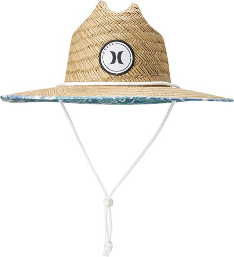 Women's Hurley Summer Straw Hat Beachy Adjustable Straw Hat With Uv Protection, Blue Flat Brim Trucker Hat For Beach, Beach Trucker Hat Breathable Cap, Blue Cotton Beach Hat, Straw Lifeguard Hat, Straw Hats For Women, Summer Headwear, Kids Karate, Lifeguard Hat