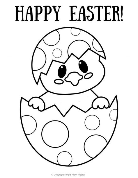 FREE printable Easter chick coloring page for toddlers, kids or adults! Just about everyone! This Easter chick is a perfect Sunday school craft or have fun coloring him after your Easter egg hunt! #SpringCrafts #EasterCrafts #Spring #Easter #EasterActivities Påskeaktiviteter For Barn, Easter Coloring Pictures, Easter Coloring Pages Printable, Free Easter Coloring Pages, Easter Coloring Sheets, Preschool Easter, Egg Coloring Page, Easter Egg Coloring Pages, Easter Bunny Colouring