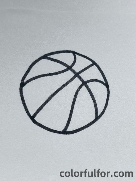 Classic-Basketball How To Draw A Basketball, Basketball Drawings Easy, Draw A Basketball, Basketball Doodle, Strawberry Drawing, Basketball Drawings, Fly Drawing, Easy Bird, Bee Drawing