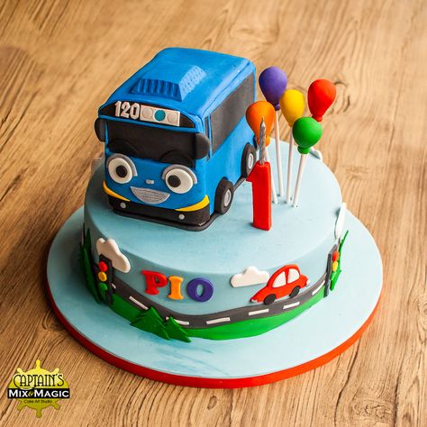 Tayo the Little Bus – Captain's Mix and Magic Tayo Cake, 2nd Birthday Cake Boy, Bus Cake, Baby Boy Birthday Cake, Construction Cake, 2 Birthday Cake, Baby Boy Cakes, Simple Birthday Cake