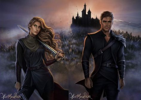 Art by Alison Power/ Done separately & placed together so not to scale/ Nyfain is much larger than Finley A Ruin Of Roses, Kingdom Fanart, Fantasy Reads, Book People, Book Images, Arte Fantasy, Sarah J Maas, Fantasy Romance, Fan Book