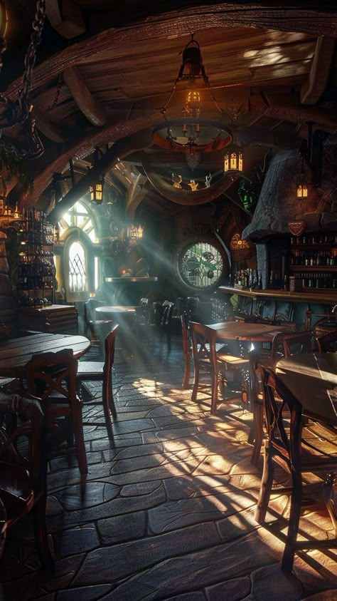 Fantasy Pub, Fantasy Inn, Gothic Setting, Cyberpunk Inspiration, Fantasy Architecture, Vintage Witch Art, Fantasy Furniture, Easy Magic, House Design Pictures