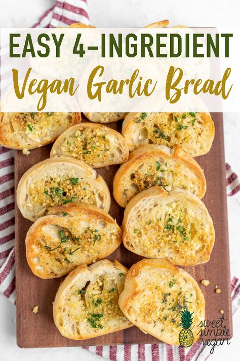 Vegan Italian Side Dishes, Healthy Garlic Bread Alternative, Vegetarian Recipes Without Onion Garlic, Vegan Garlic Bread Recipe, Vegan Garlic Breadsticks, Garlic Bread Vegan, Vegan Garlic Naan, Garlic Bread At Home, Dinner For A Crowd