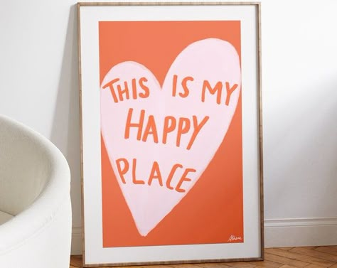 Poster Aesthetic Room, Danish Pastel Decor, Orange Poster, Positive Wall, Room Decor Cute, Positive Wall Art, Poster Aesthetic, Orange Decor, Pastel Decor