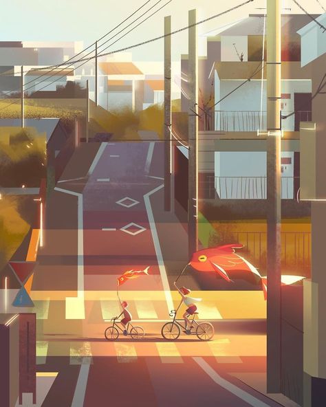 Illustrator Creates Illustrations That Turn Any Lonely Moment Into Magical Places Bg Design, Dog Pajamas, Landscape Illustration, Visual Development, Environment Design, 2d Art, Environment Concept Art, Environmental Art, Miyazaki