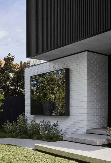 Gallery of Eliza House / WALA - 10 Modern Brick House Exterior, White Brick House Exterior, White Brick House, Modern Brick House, White Exterior Houses, Timber Battens, Recycled Brick, House Cladding, Brick Exterior House