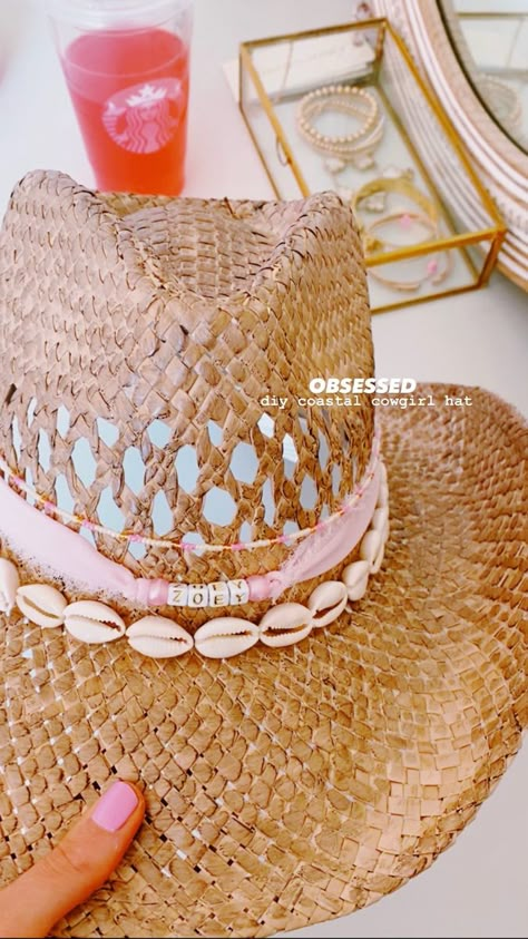 Country Hoco, Camp Crush, Coastal Cowgirl Hat, Bachelorette Straws, Beach Cowboy Hat, Cowgirl Hats Western, Coastal Bachelorette, Hobby Lobby Crafts, Diy Straw