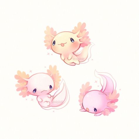 Kawaii axolotl :) Axolotl Cute, Cute Animal Drawings Kawaii, Cute Kawaii Drawings, Kawaii Animals, Dessin Adorable, 판타지 아트, Cute Little Drawings, Love Gif, Cute Animal Drawings