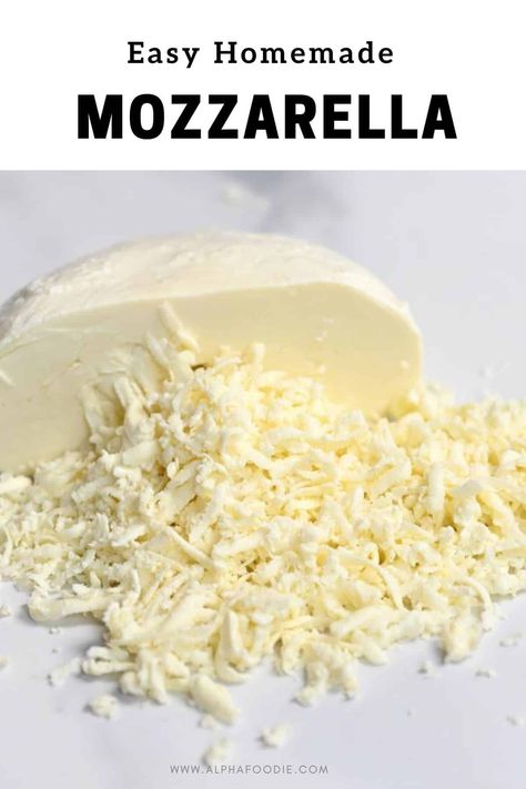 How to make mozzarella cheese at home with just 4 ingredients (plus water) and a bit of patience. This homemade mozzarella cheese is stretchy, smooth, and so much better than store-bought. Plus, read the notes for some troubleshooting top tips! Mozzarella Cheese Recipe, Basic Foods, Make Mozzarella Cheese, Homemade Mozzarella Cheese, Homemade Mozzarella, Cheese Making Recipes, Cheese At Home, Goat Milk Recipes, Diy Cheese