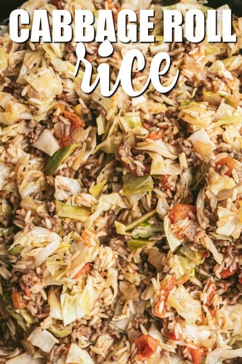 Cabbage Roll Rice - The perfect one-pot dinner! This delicious rice dish is filled with cabbage, ground beef, and a host of seasonings. Cabbage Roll Skillet, Cabbage Roll Casserole, Ground Beef And Cabbage, Cabbage Roll, Boiled Egg Diet Plan, Best Low Carb Recipes, Dinner With Ground Beef, Low Sugar Recipes, Ground Beef Recipes For Dinner