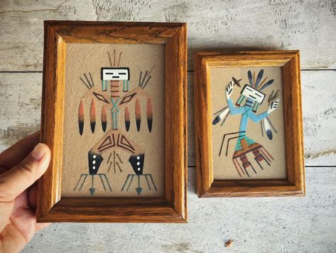 Kachina Art, Diy Art Canvas, Southwestern Wall Decor, Navajo Pottery, Southwestern Art, Fall Break, Southwest Decor, Sand Painting, Native American Design