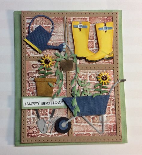 Garden Cards Handmade, Sizzix Cards, Crafters Companion Cards, Spellbinders Cards, Garden Greenhouse, Spring Cards, Birthday Cards Diy, Marianne Design, Stamping Up Cards