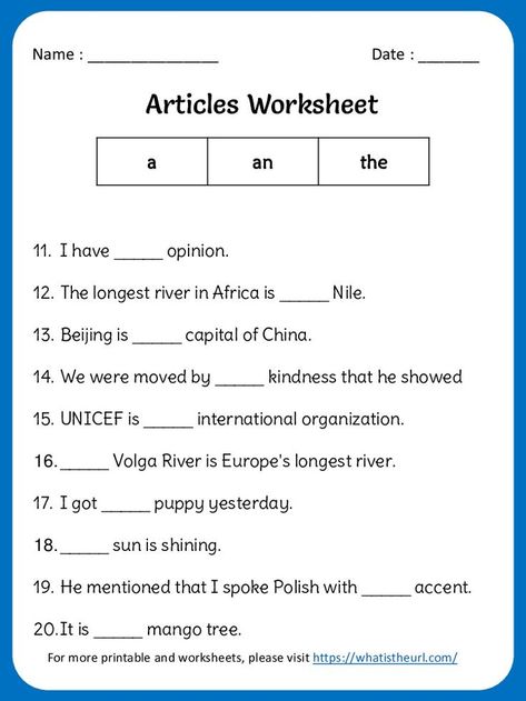 This is our exercise 6 on articles. It is a useful practice material for quick learning intervals. Please download the PDF Articles (a, an and the) Worksheet for grade 3 -Exercise 6 Comparative Adjectives Worksheet, American English Words, Types Of Sentences Worksheet, Articles Worksheet, First Grade Reading Comprehension, Worksheets For Grade 3, Comparative Adjectives, Mathematics Worksheets, Nouns Worksheet