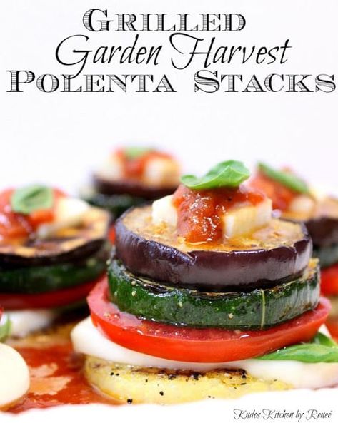 Polenta Stacks, Lighter Meals, Grilled Polenta, Sunday Cooking, Meatless Dishes, Vegetarian Mains, Eggplant Zucchini, Health Cooking, Fresh Eats