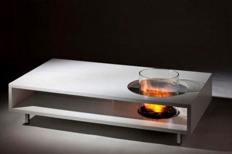 Planika Fires’ Fire Long coffee table is a twofor – both a coffee table and a smokeless firepit, it emits warmth you can truly gather around. Fire Coffee Table, Tiny Fireplace, Modern Fire Pits, Table Top Fireplace, Metal Coffee Tables, Coffee Table Fireplace, Balcony Seating, Bio Fireplace, Furniture Modern Design