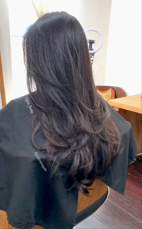 Layered haircut in Austin Layered Hair Low Maintenance, Low Layers Haircut Long Hair, Subtle Layers Long Hair, Unstyled Layered Hair, Haircuts For Long Hair Straight, Haircut Color Ideas, Long Hair Straight, Layers Haircut, Buddha Artwork