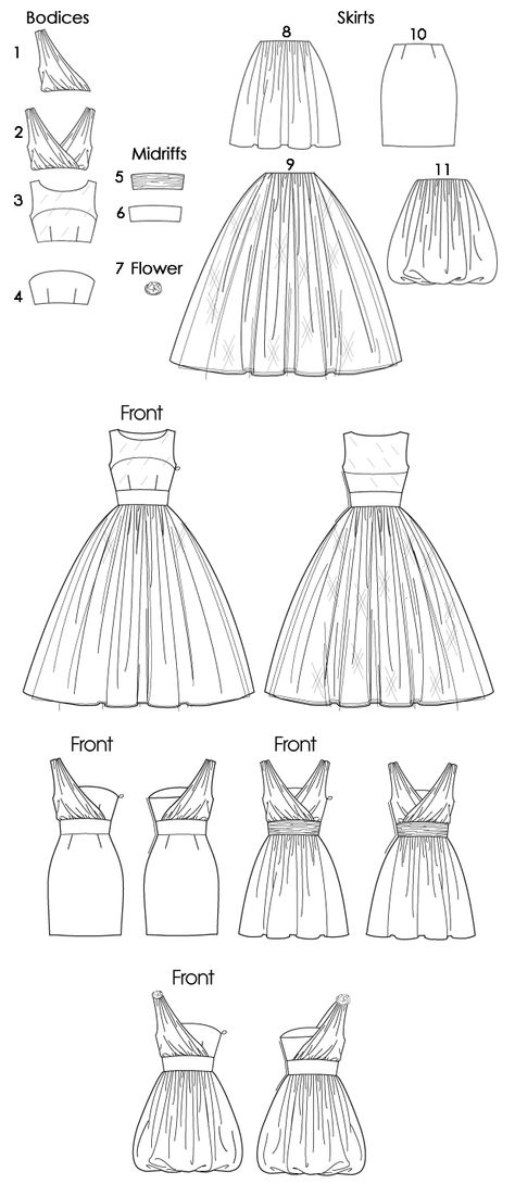 http://www.jaycotts.co.uk/products/m6466 -Pattern- Fancy Dress Patterns Sewing, One Shoulder Dress Pattern Drafting, Wedding Dress Technical Drawing, One Shoulder Dress Sewing Pattern, Bubble Dress Pattern, Prom Dresses Drawing, Diy Prom Dress Pattern, Prom Dress Sewing Pattern, Strapless Dress Pattern