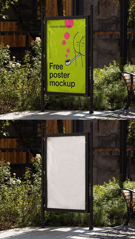 Free Black Metal Frame Street Poster Mockup PSD Street Poster Mockup, Street Poster Design, Showcase Poster, Wall Poster Mockup, Billboard Design Ideas, Facebook Mockup, Creative Billboard, Free Psd Poster, Mockup Design Ideas