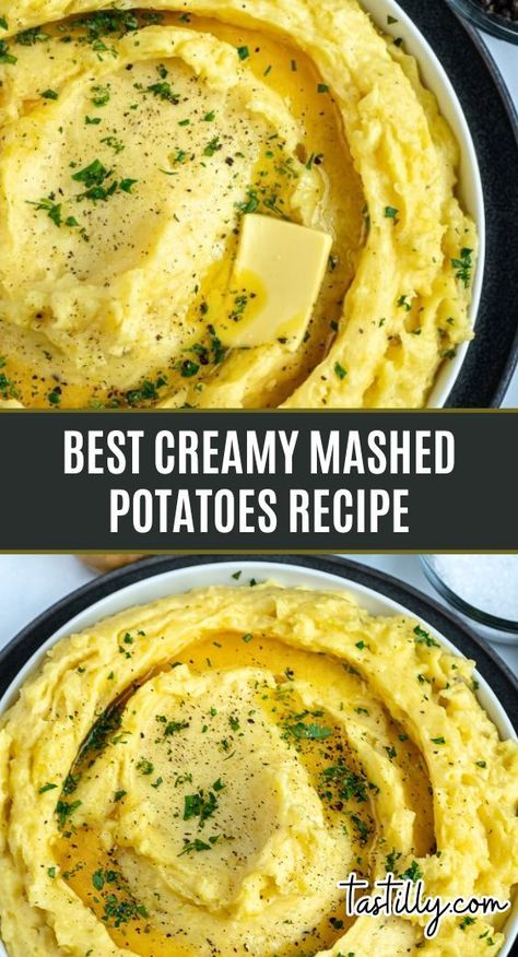 How to Make Creamy Mashed Potatoes! Fluffy, smooth mashed potatoes made with butter, milk, and heavy cream. Garlic and onion give them incredible flavor. Ideal for holiday dinners!
#CreamyMashedPotatoes #HolidaySides #ComfortFood Best Creamy Mashed Potatoes, Best Garlic Mashed Potatoes, The Best Mashed Potatoes, Creamy Garlic Mashed Potatoes, Creamy Mashed Potatoes Recipe, Garlic Mashed Potatoes Recipe, Buttery Mashed Potatoes, Roasted Garlic Mashed Potatoes, Perfect Mashed Potatoes