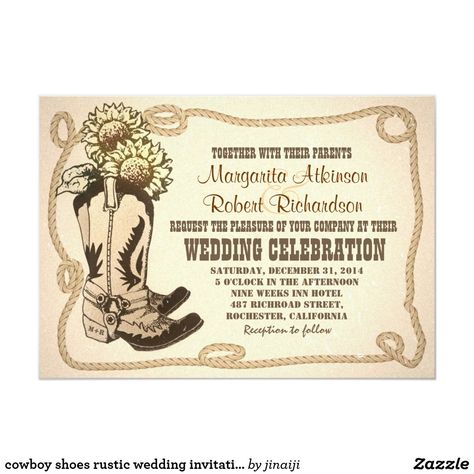 cowboy shoes rustic wedding invitations Rustic Engagement Party, Country Bridal Shower Invitations, Rehearsal Dinner Invitations Rustic, Rustic Rehearsal Dinners, Western Wedding Invitations, Rustic Bridal Shower Invitations, Rope Frame, Cowboy Shoes, Sunflower Wedding Invitations