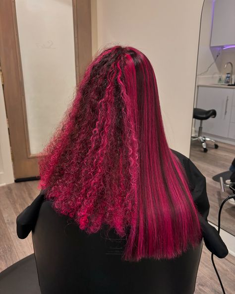 Pink🩷 using magenta by @pravana Pravana Magenta Hair, Pink And Magenta Hair, Dark Magenta Hair, Hicolor Magenta, Berry Pink Hair, Magenta Hair Color, Fuschia Hair, Raspberry Hair, Magenta Hair Colors